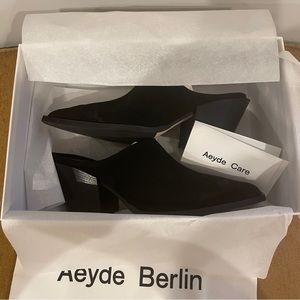 Aeyde black western mules